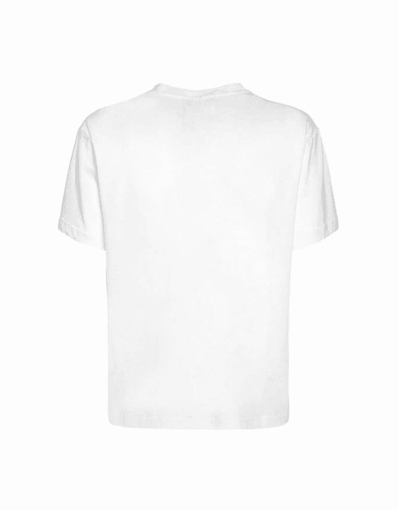 Cotton Printed Gold Logo White T-Shirt