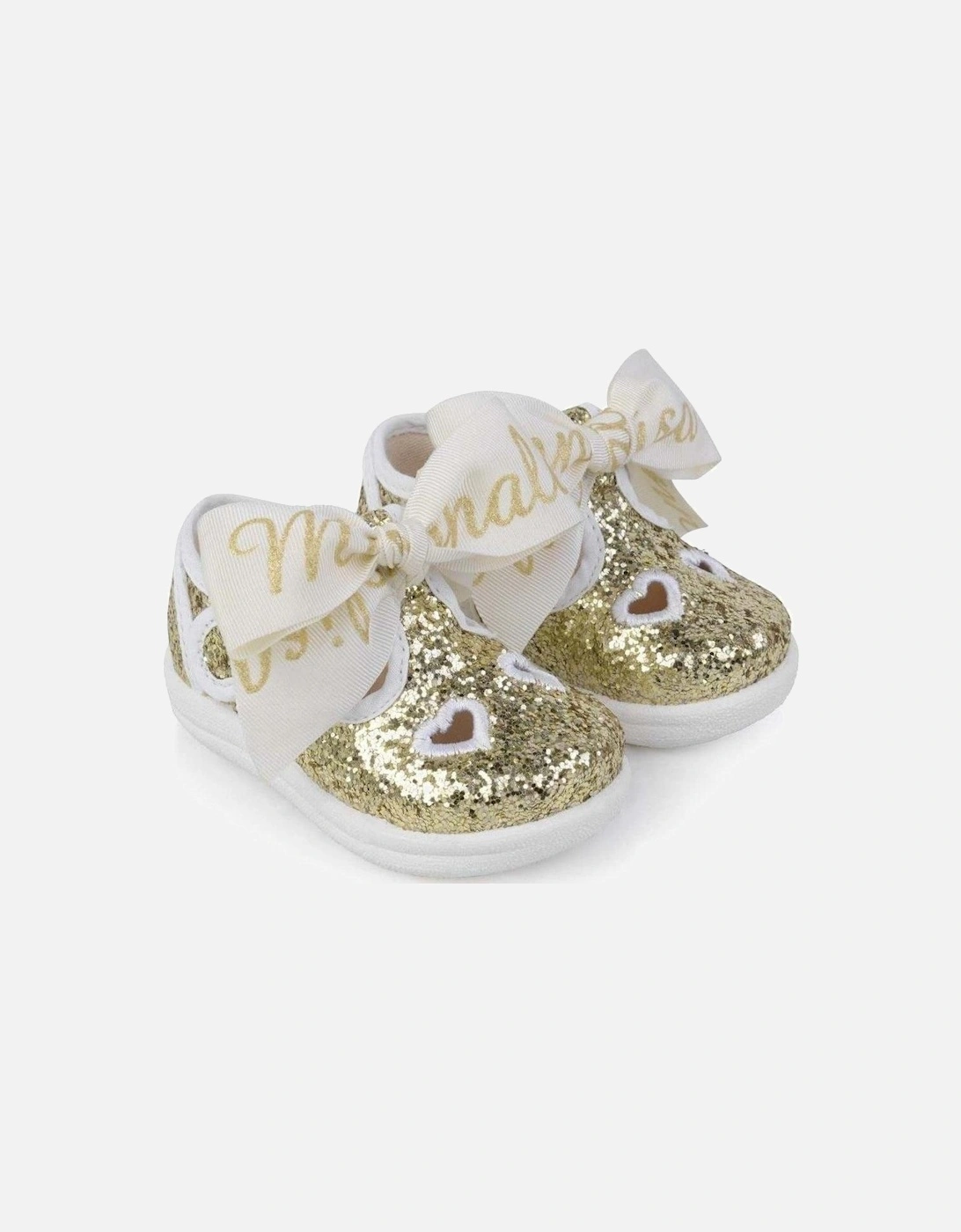 Girls Gold Glitter Shoes, 2 of 1