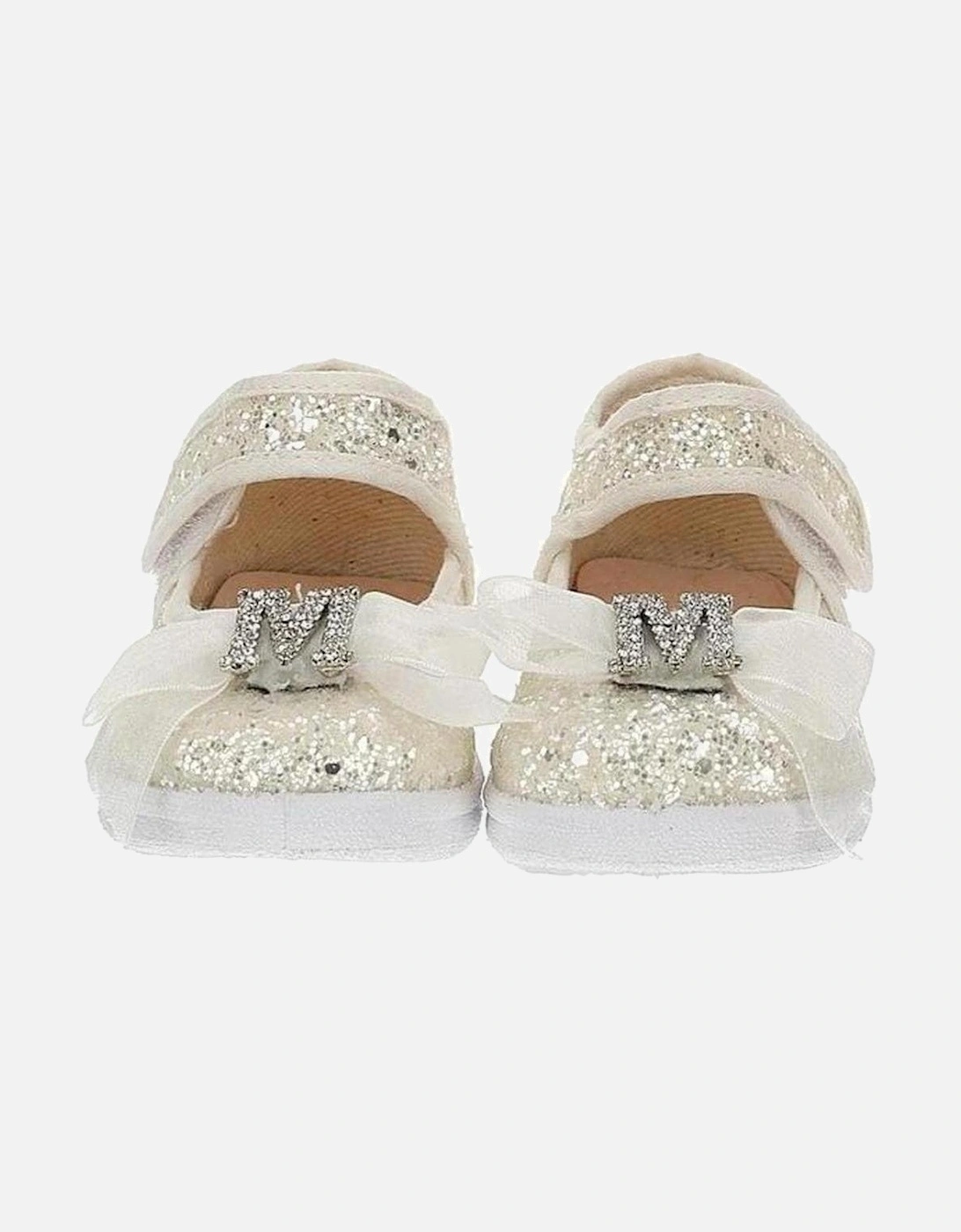Girls White Glitter Ballerina Shoes