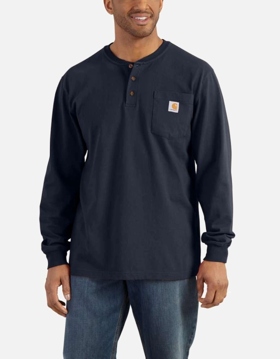 Carhartt Mens Workwear Pocket Henley Long Sleeve T Shirt, 3 of 2