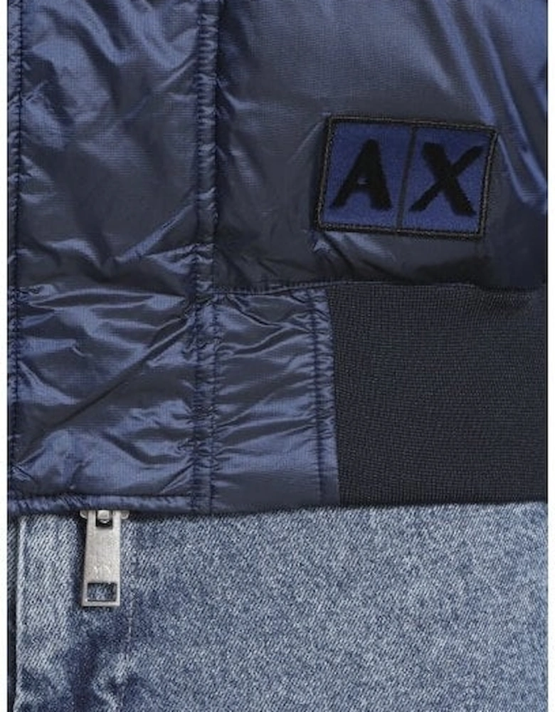 Nylon Navy Full Zip Hooded Puffer Jacket