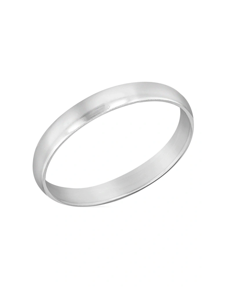 Sterling Silver Rhodium Plated 3mm Band Ring