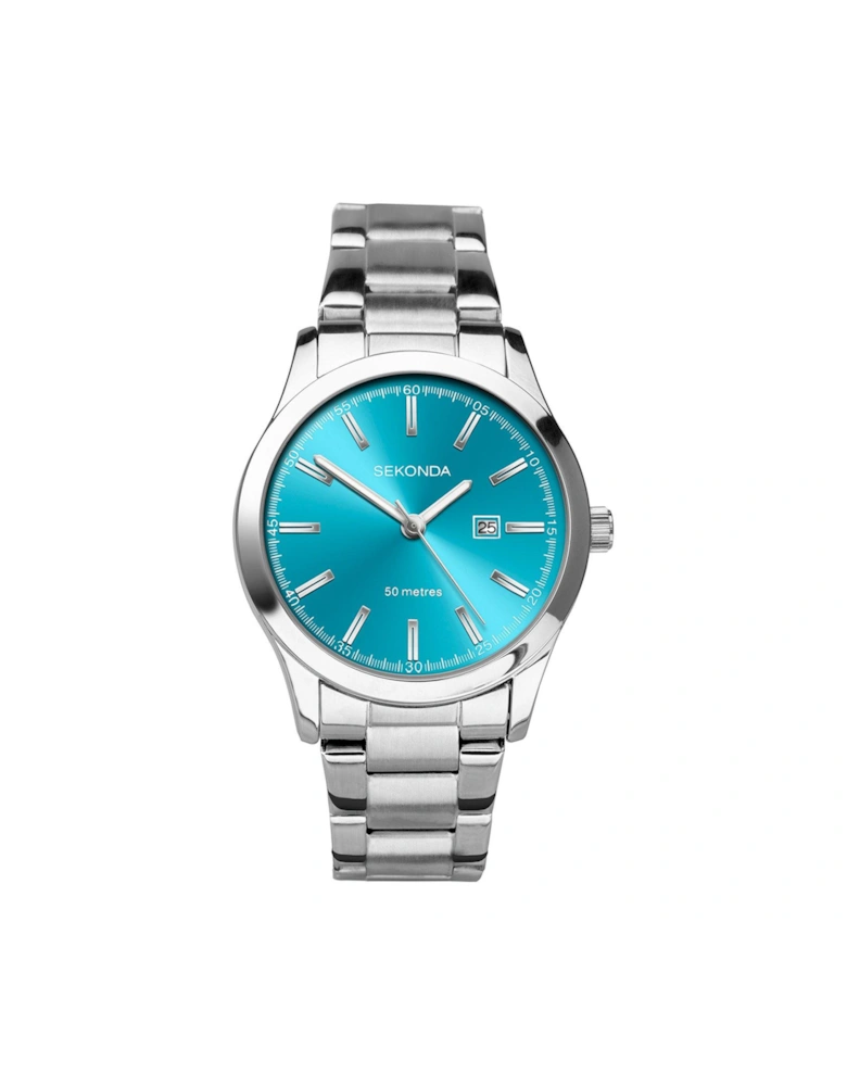 Ladies Taylor Silver Stainless Steel Bracelet with Turquoise Dial Watch