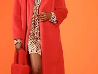 Red Faux Fur Midi Coat