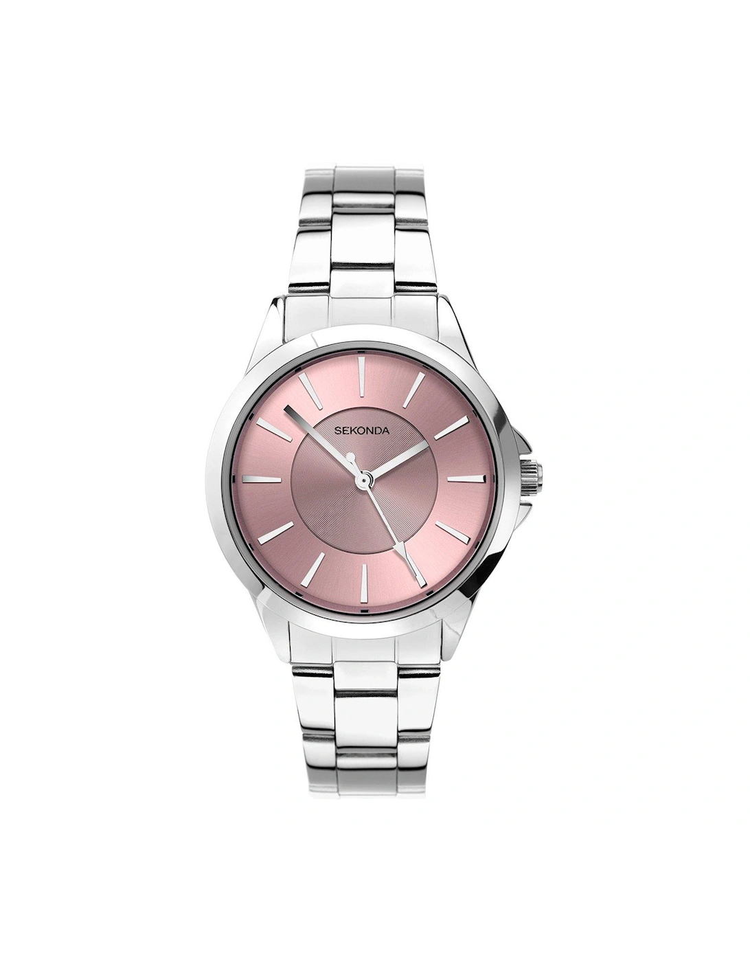 Ladies Silver Stainless Steel Bracelet with Pink Dial Watch, 3 of 2