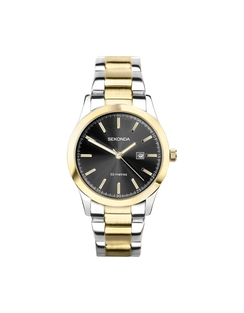 Ladies Taylor Two Tone Stainless Steel Bracelet with Black Dial Watch