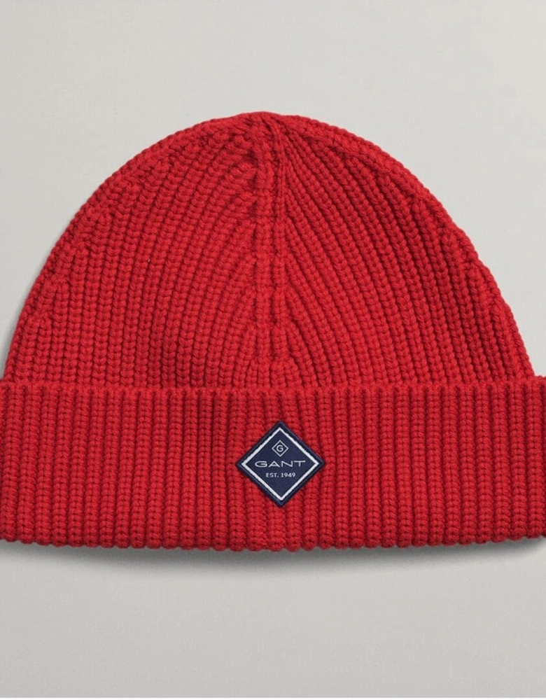 Cotton Rib Knit Hat Red
