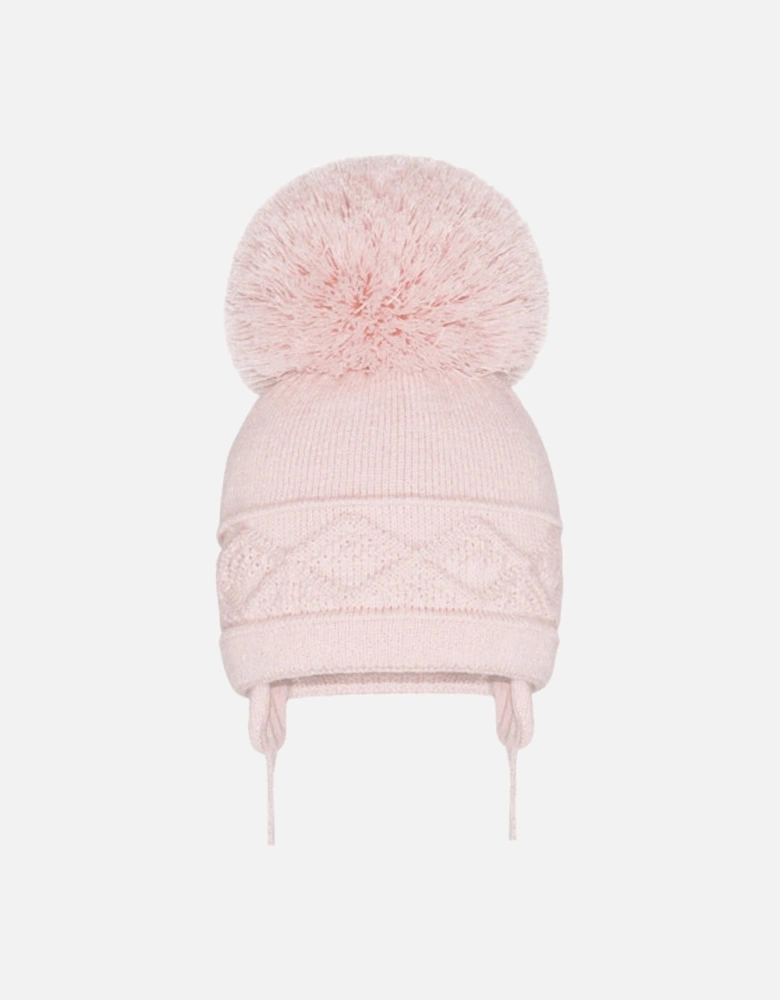 Pink Mega Pom Tie Hat