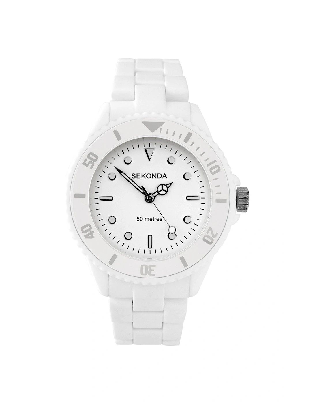 Ladies White Rubber Strap with White Dial Watch, 3 of 2