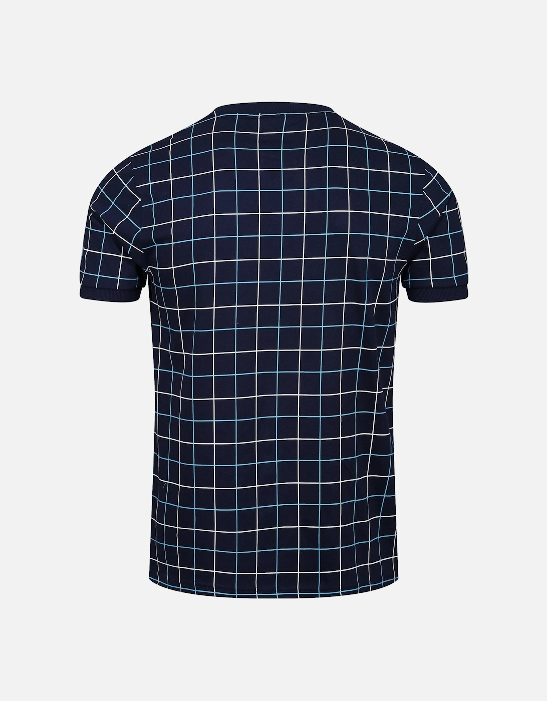 Casbian Window Pane Check Ringer T-Shirt - Blue Aqua