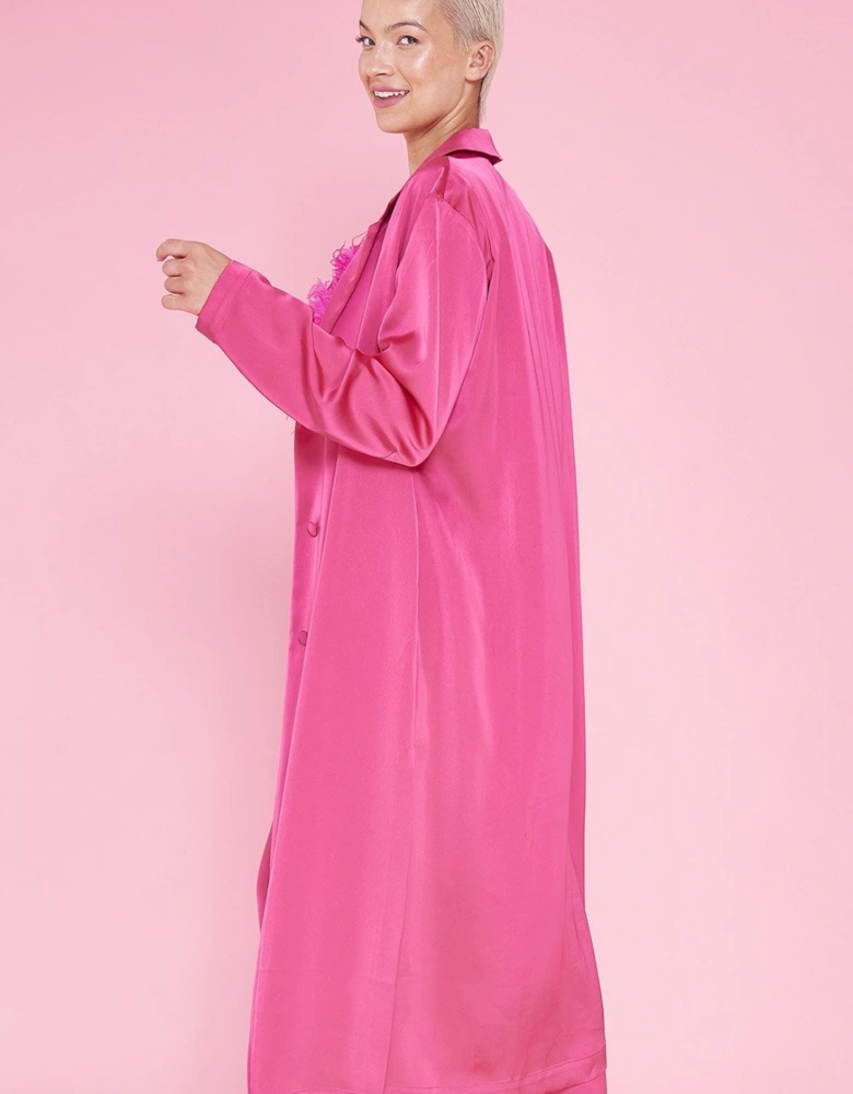 Rayon Blend Pink Maxi Coat