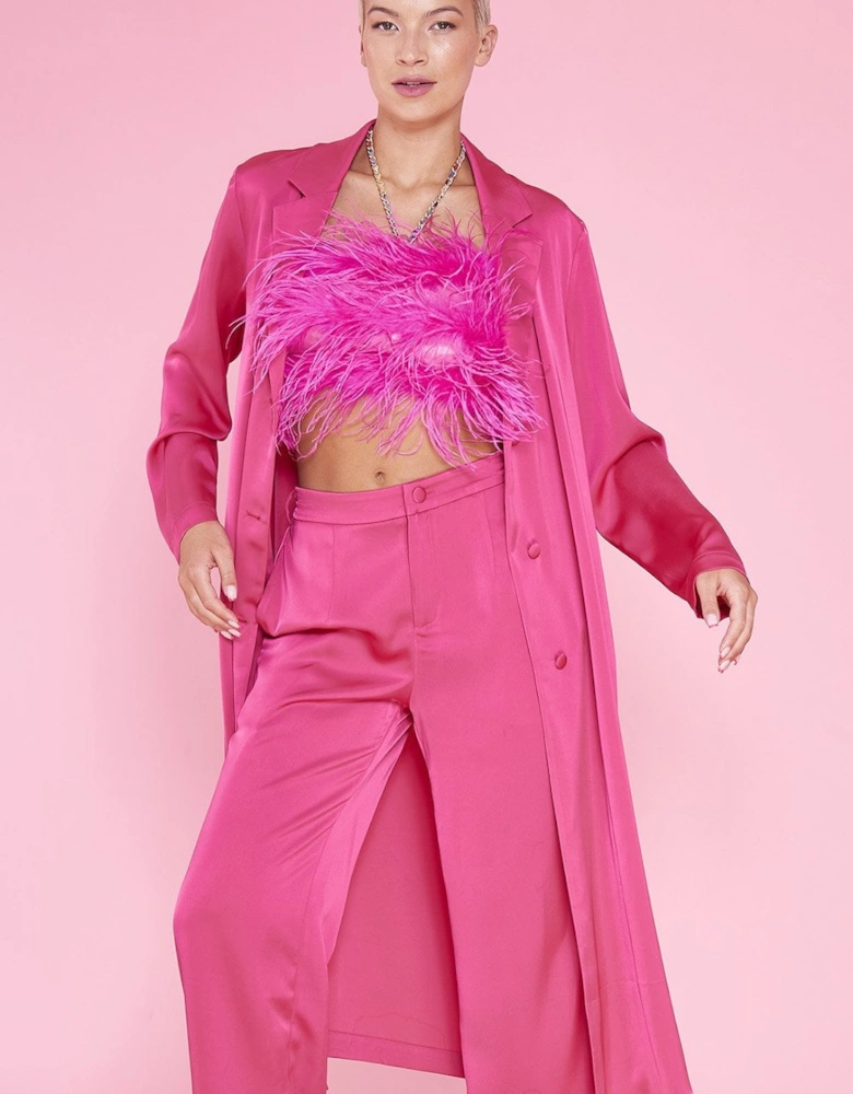 Rayon Blend Pink Maxi Coat