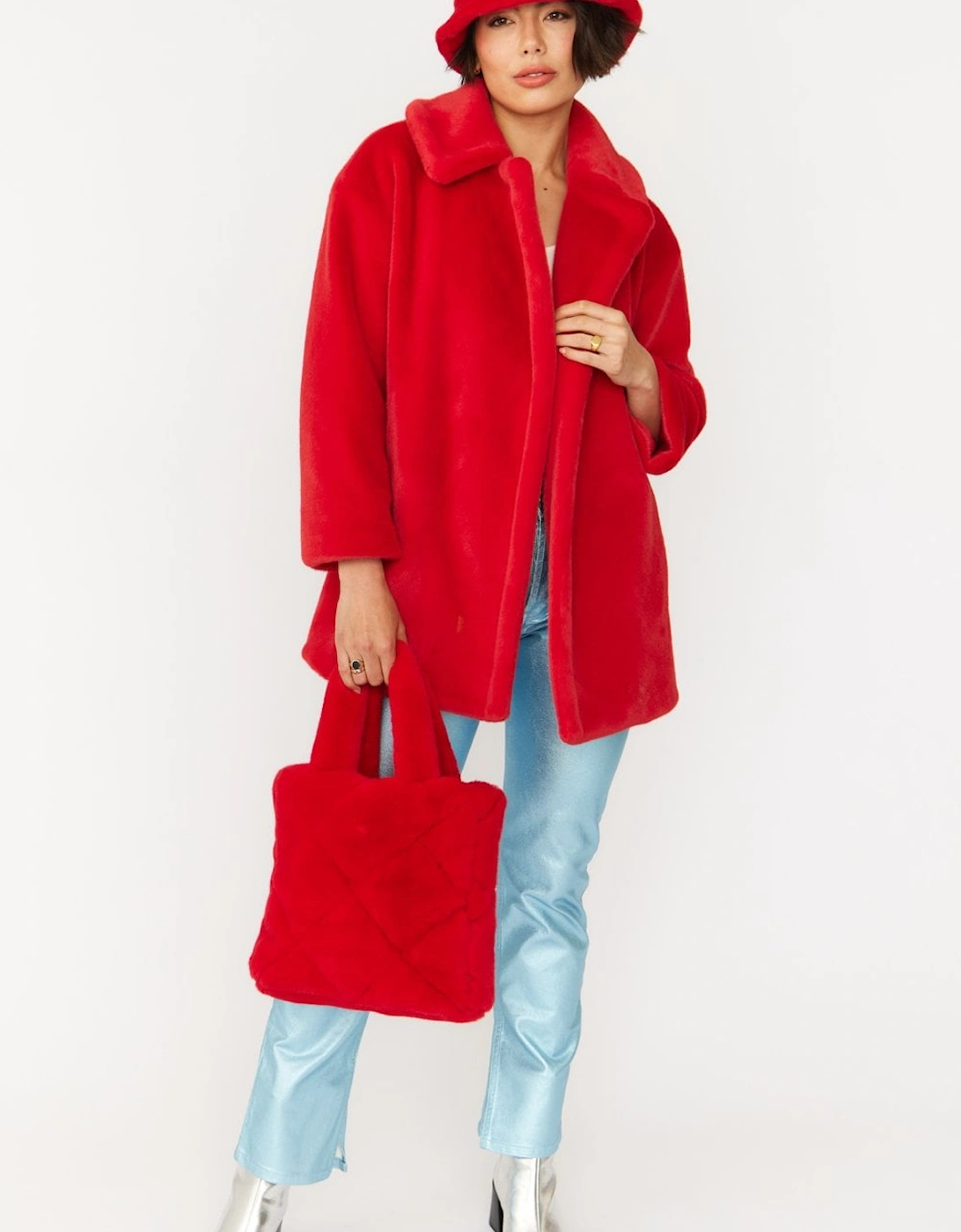 Red Faux Fur Duchess Midi Coat, 5 of 4