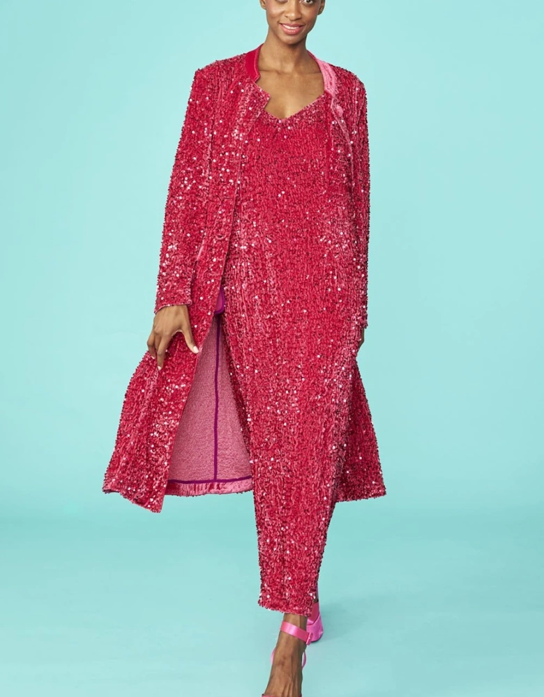 Pink Maxi Sequin Cami Dress