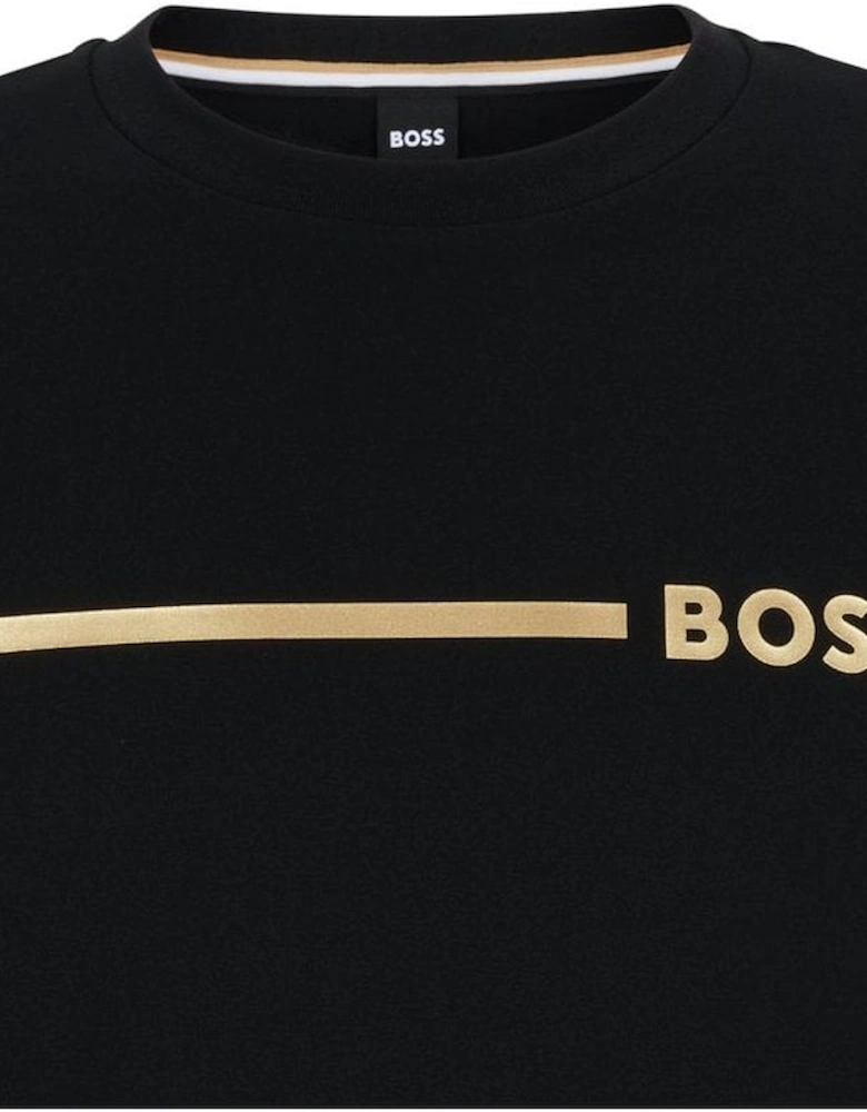 Men's Black Sweatshirt With Gold Logo.