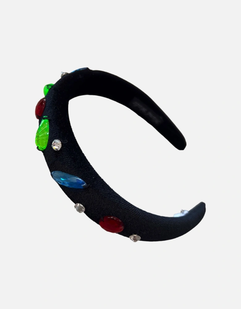 Black Multicoloured Gem Headband