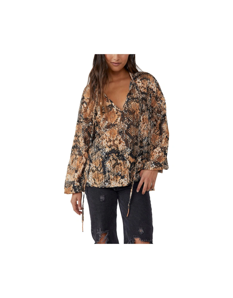 Out For The Night Printed Blouse - Snake Combo