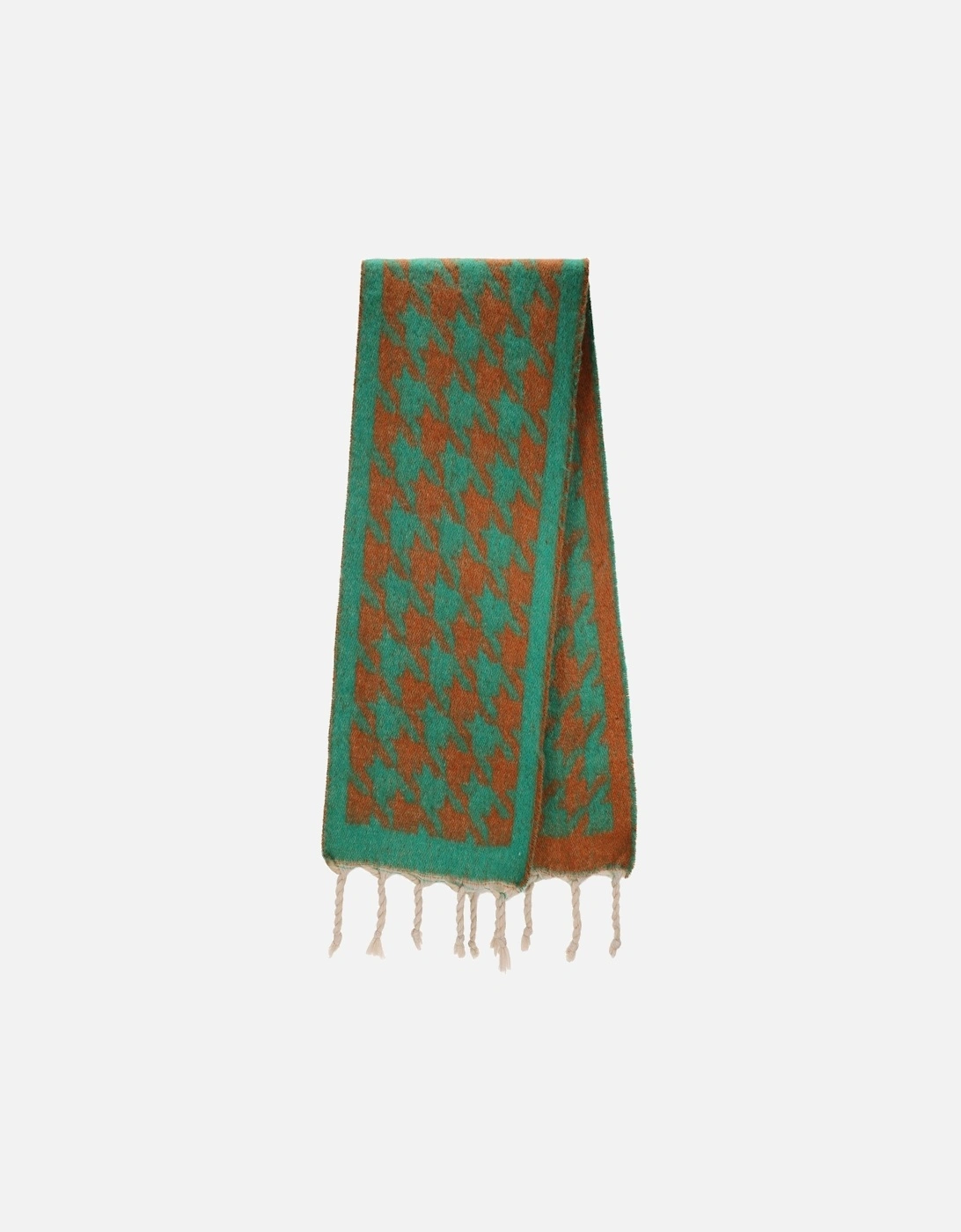Cashmere Blend Houndstooth Check Scarf In Green, 3 of 2