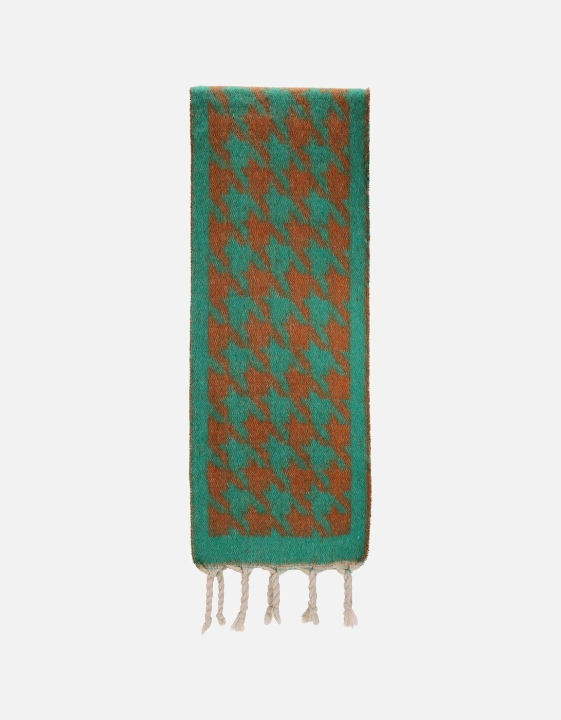 Cashmere Blend Houndstooth Check Scarf In Green