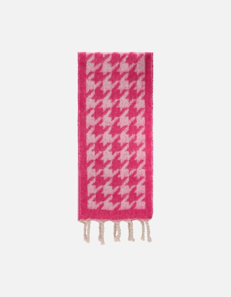 Cashmere Blend Houndstooth Check Scarf In Pink