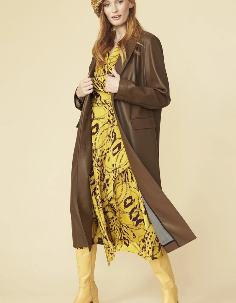 Chocolate Brown Eco Leather Trench Coat