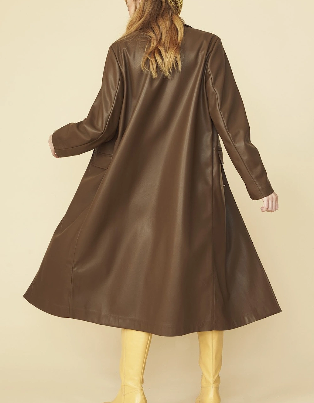 Chocolate Brown Eco Leather Trench Coat