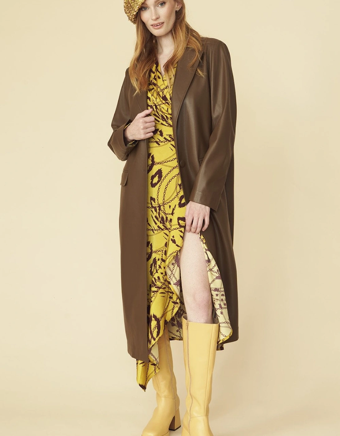 Chocolate Brown Eco Leather Trench Coat