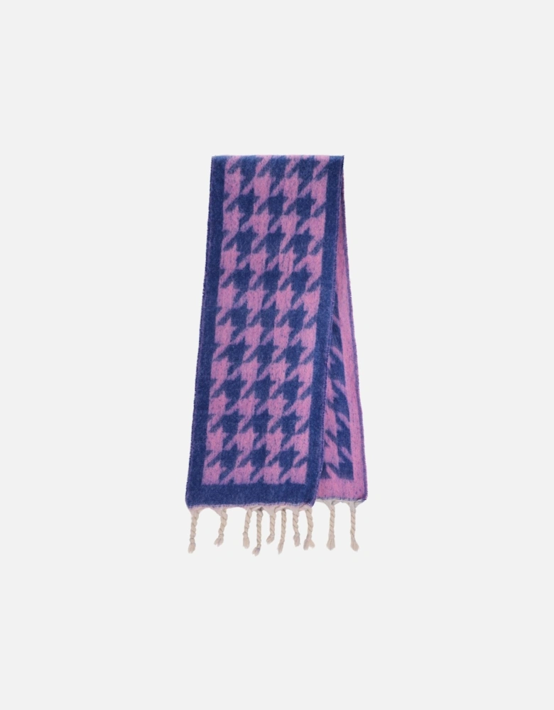 Cashmere Blend Houndstooth Check Scarf In Purple