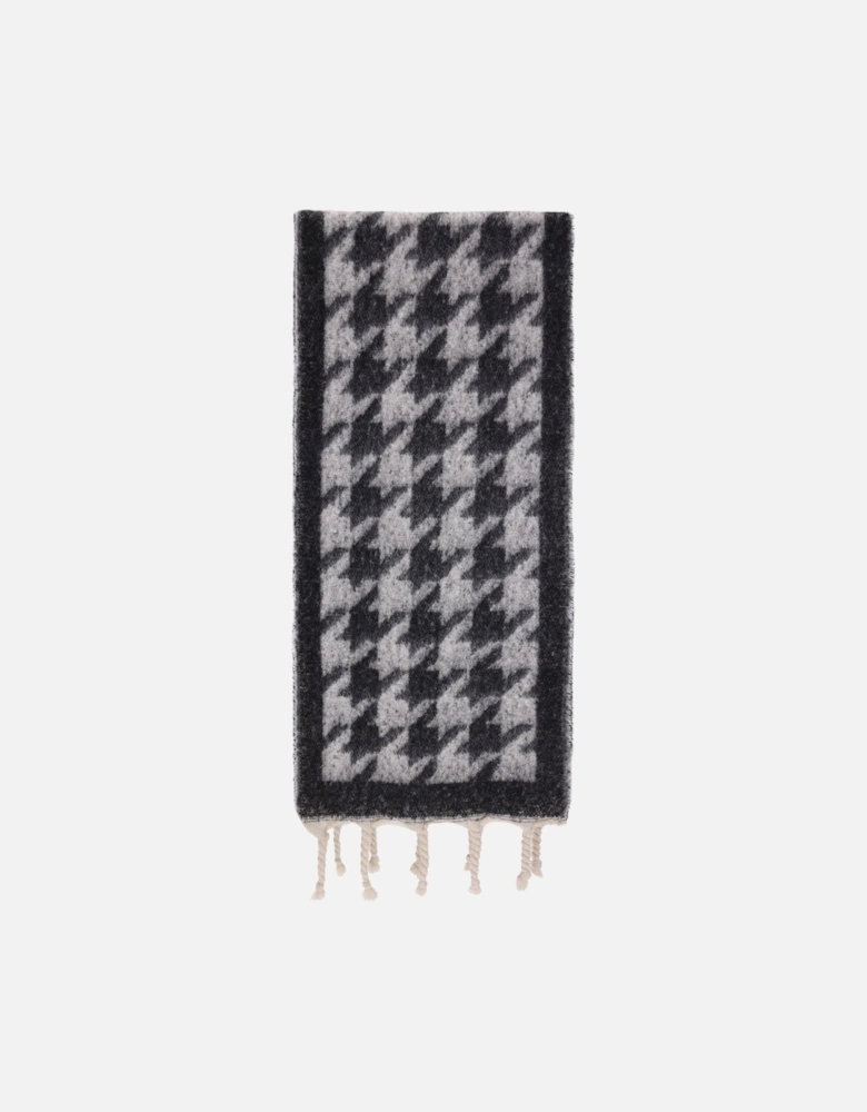 Cashmere Blend Houndstooth Check Scarf In Black