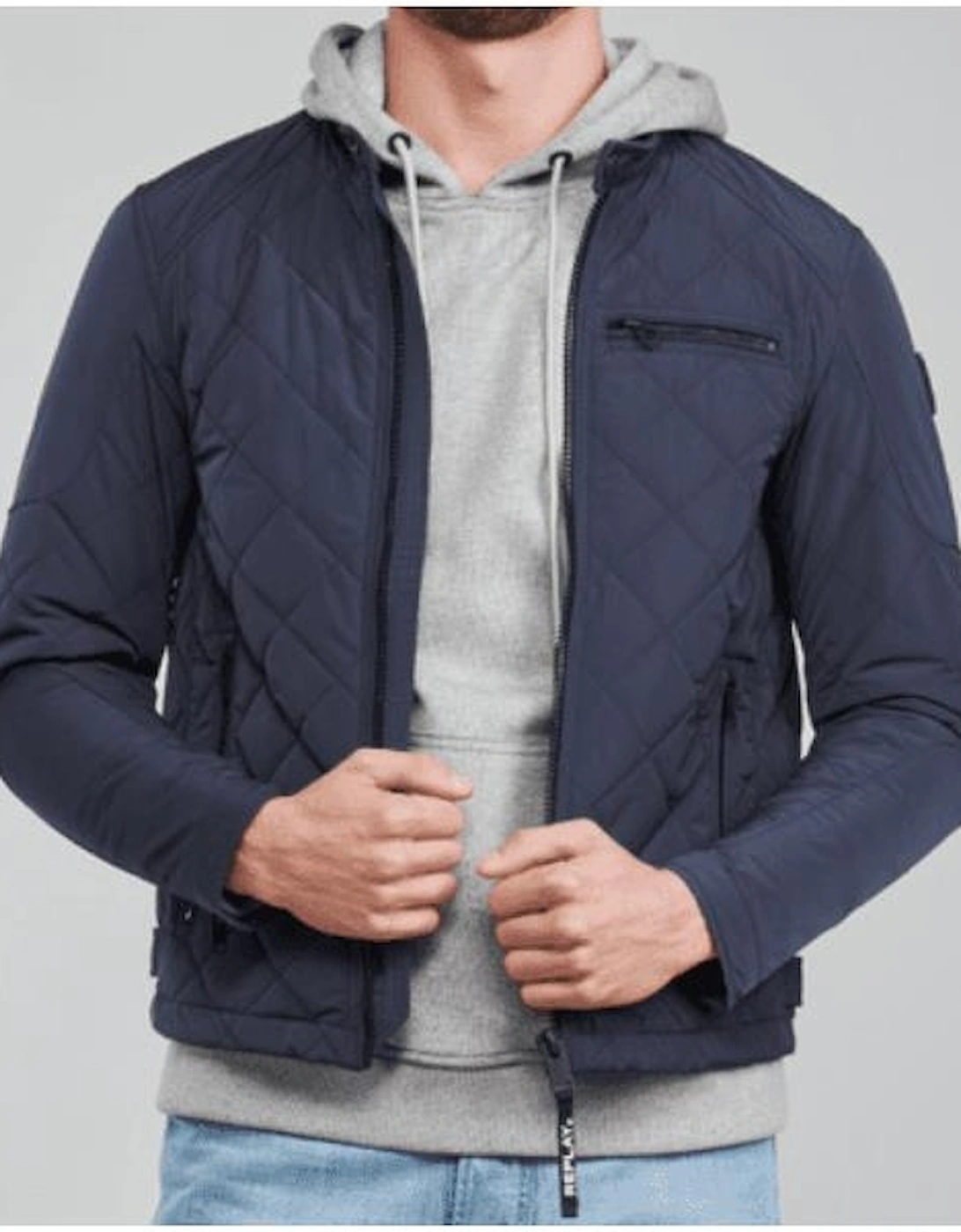 Nylon Quilted Slim Fit Navy Jacket
