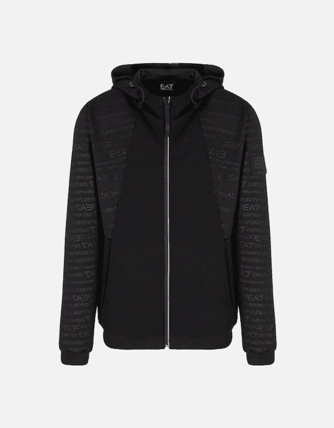 All Over Monogram Logo Zip-Up Black Hoodie, 3 of 2