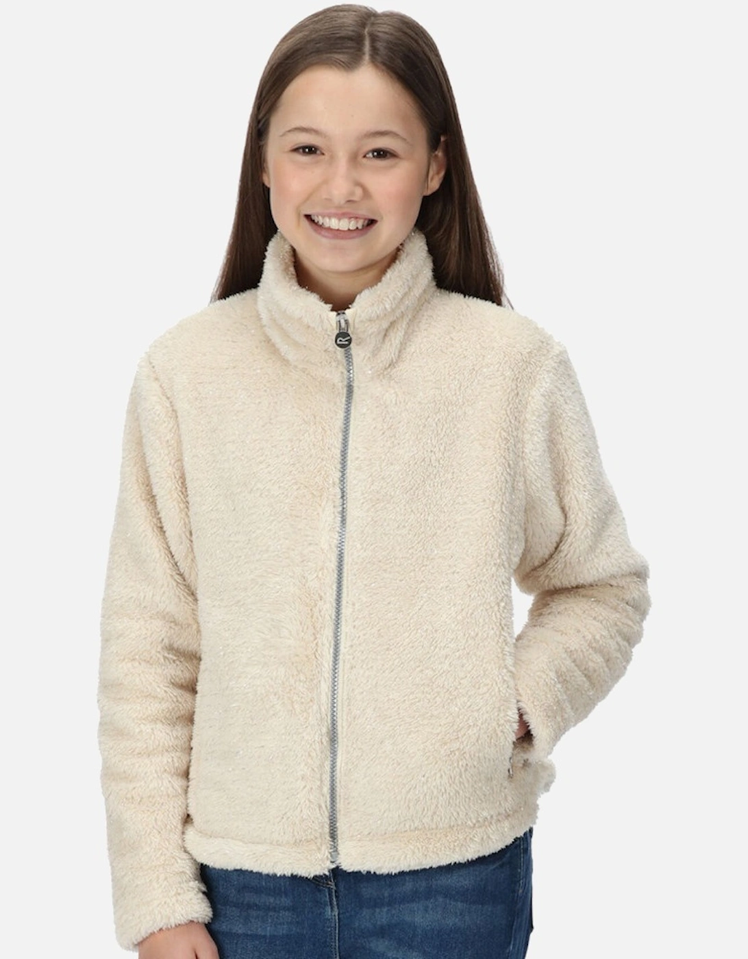 Girls Kallye Full Zip Fluffy Fleece Jacket, 5 of 4