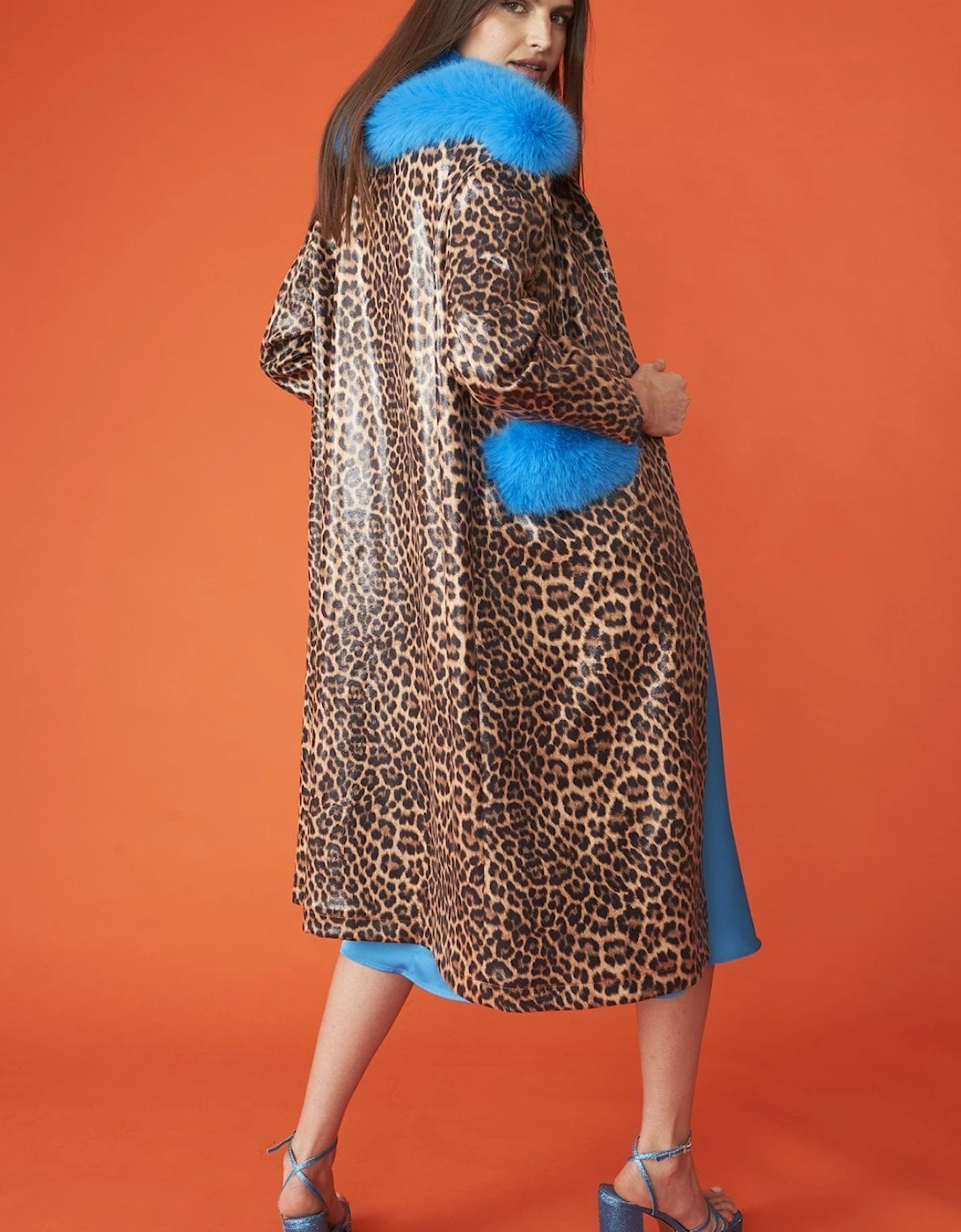 Banana Peel Eco Leather Leopard Print Trench Coat