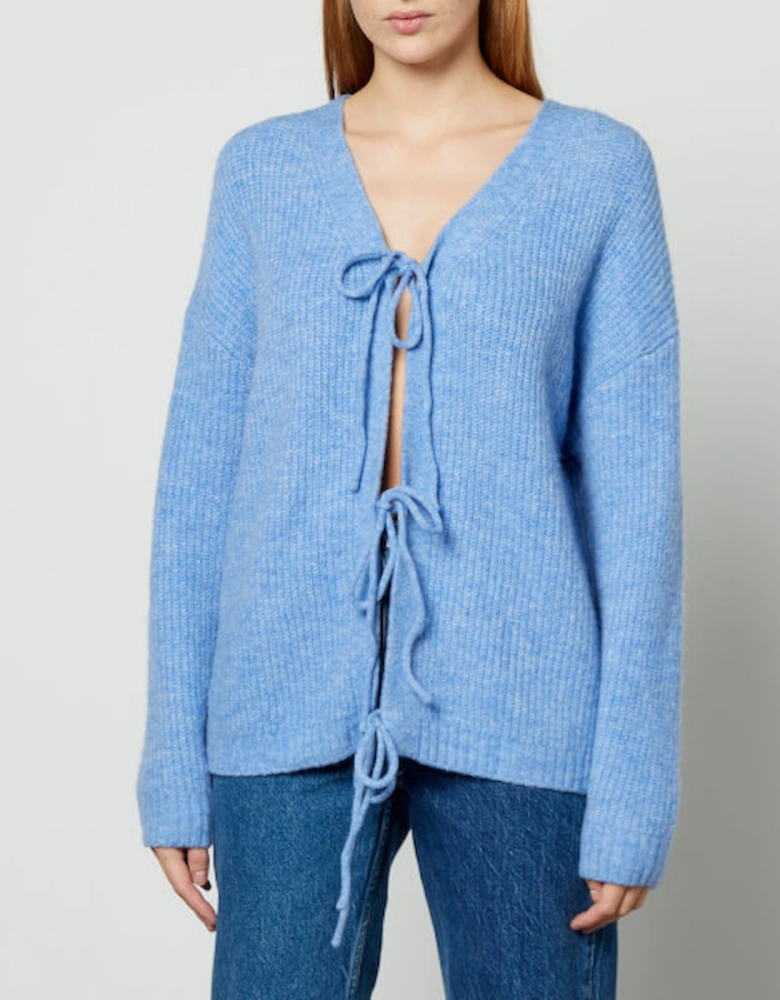 Osna Tie-Front Rib-Knitted Cardigan