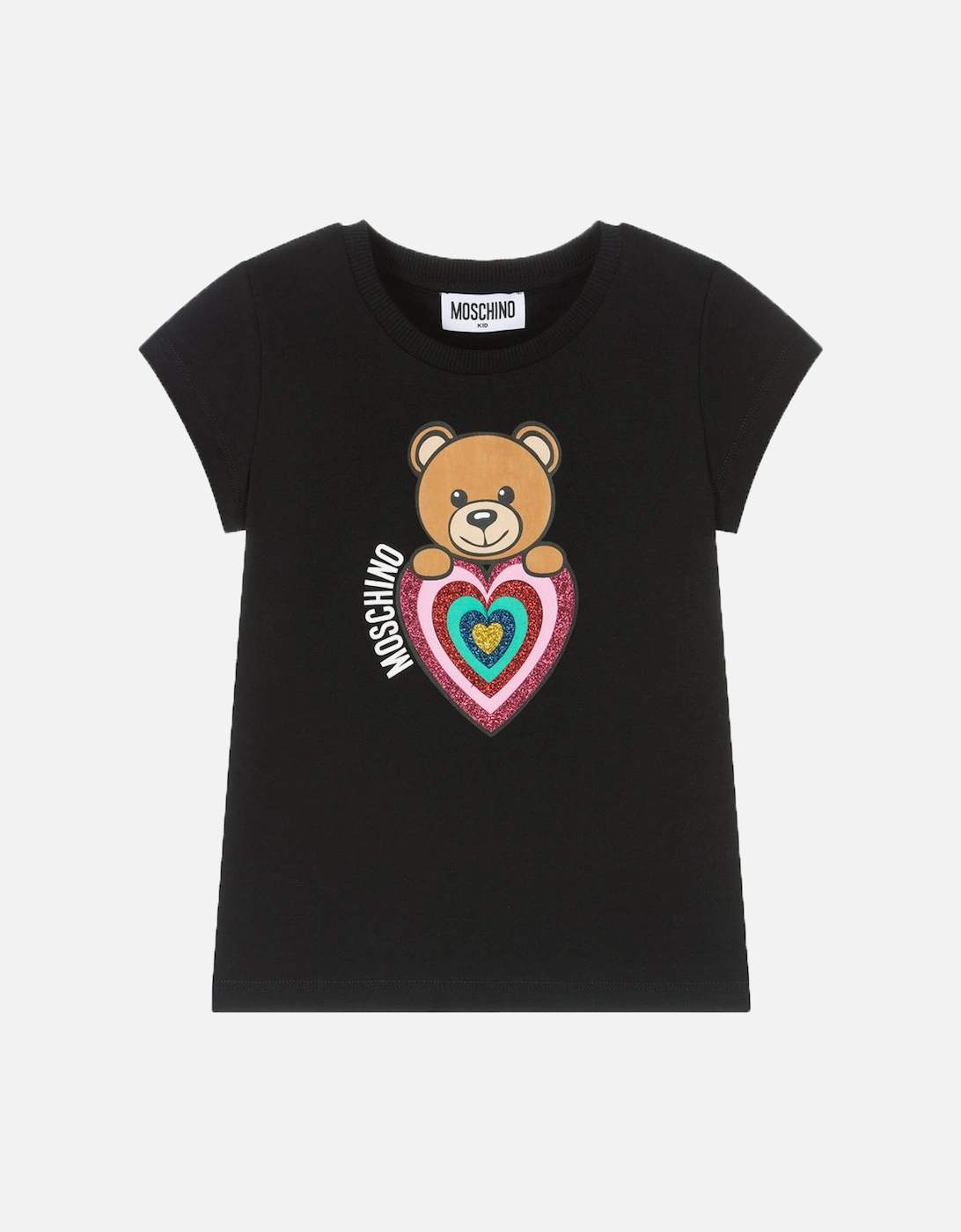 Girls Glitter Heart T-shirt Black, 3 of 2