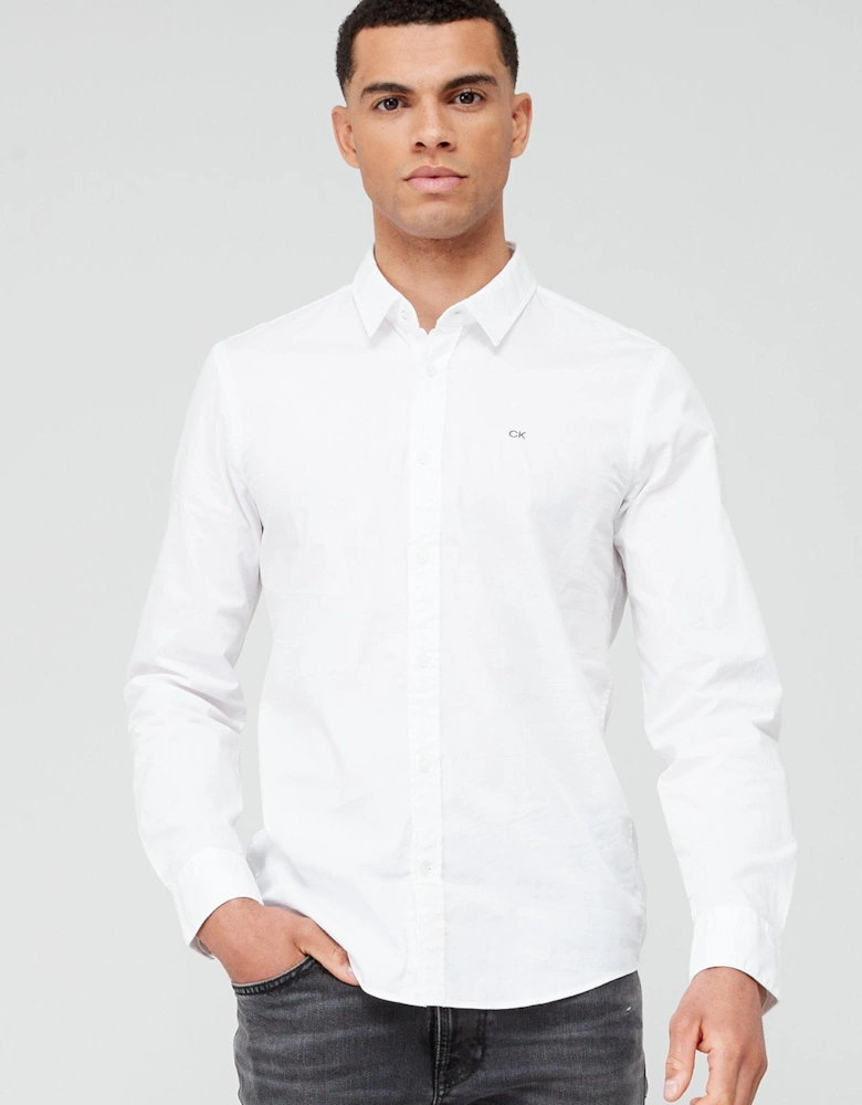 Slim Fit Stretch Poplin Shirt - White