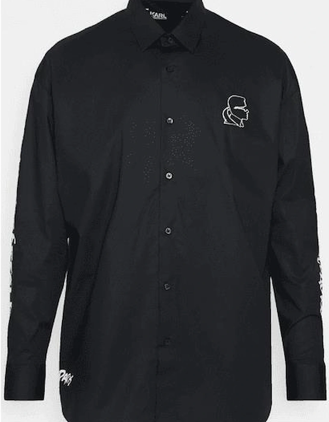 Cotton Karl Logo Black Button Shirt, 3 of 2