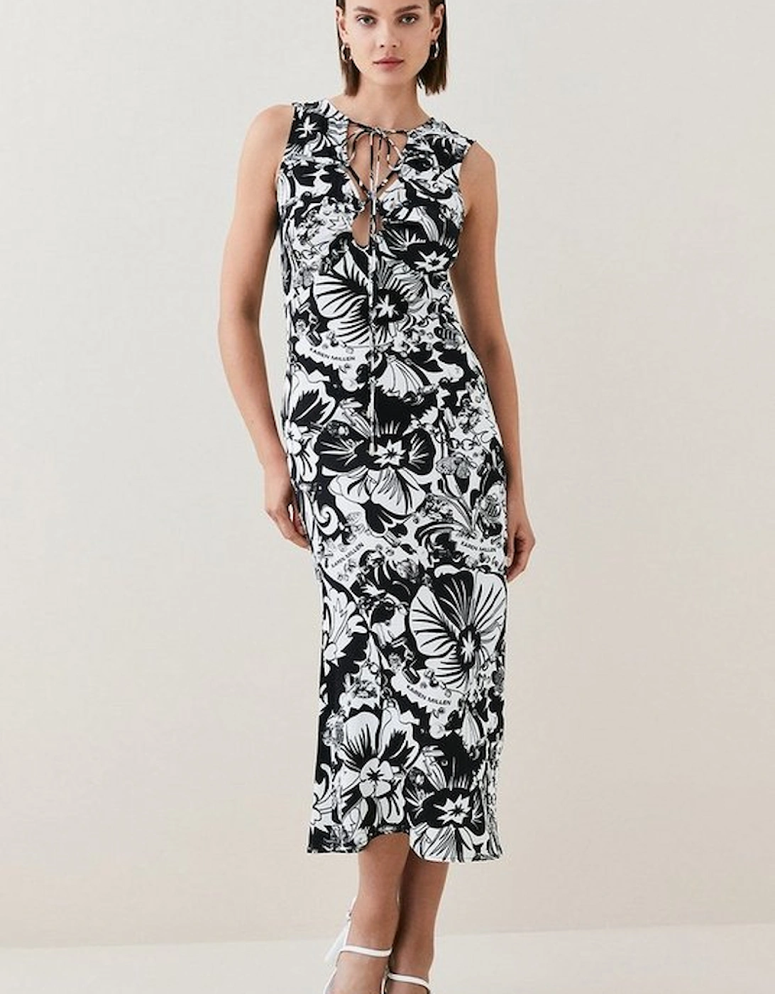 Scarf Print Viscose Strong Shoulder Dress, 5 of 4