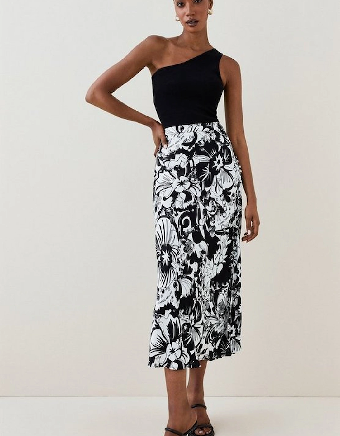 Scarf Print Viscose Buttoned Midi Skirt, 5 of 4