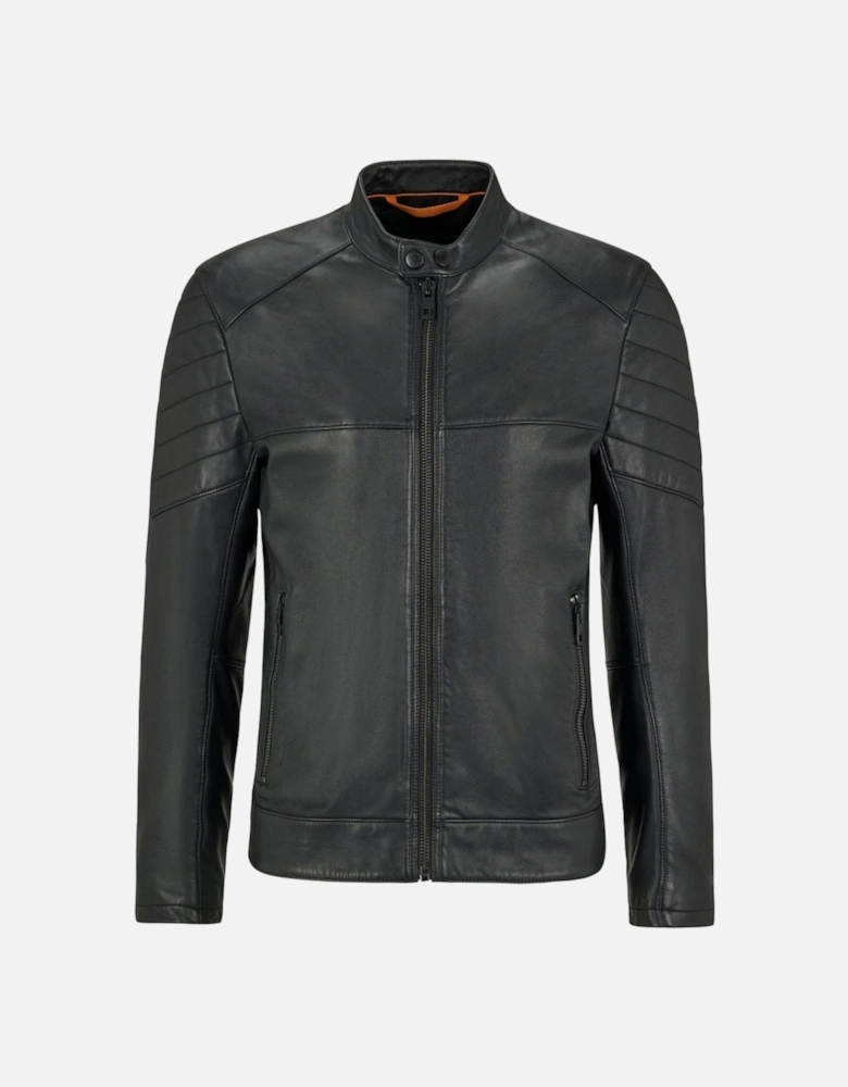 Men's Black Slim Fit Joset Leather Jacket.