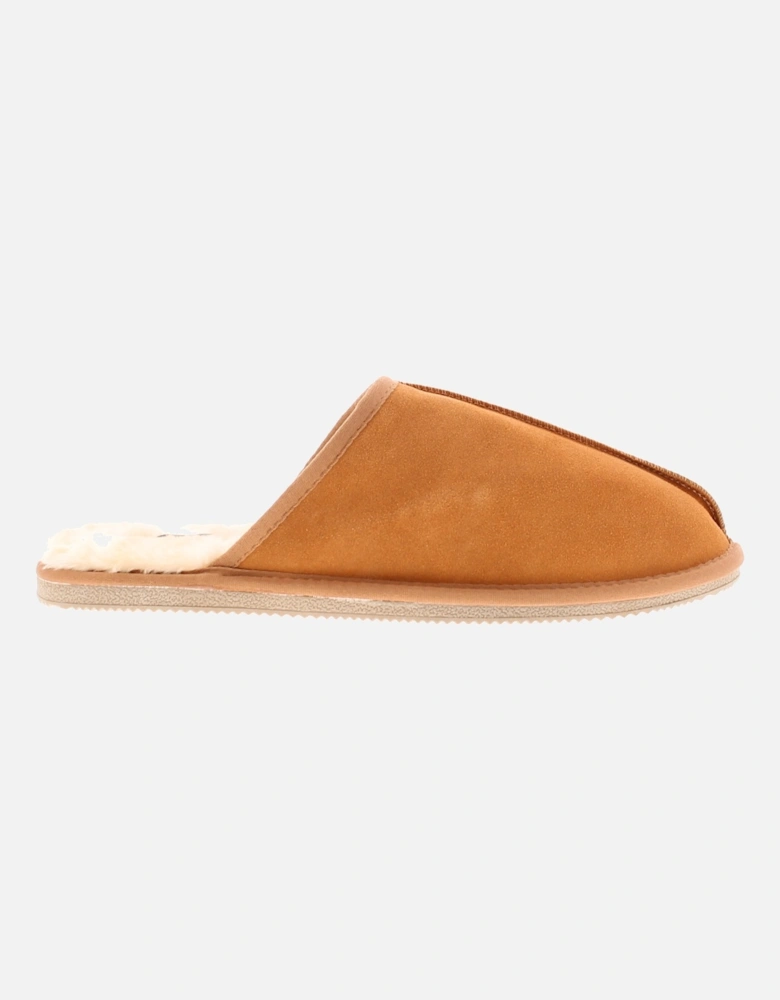 Mens Slippers Mule Coady Leather tan UK Size