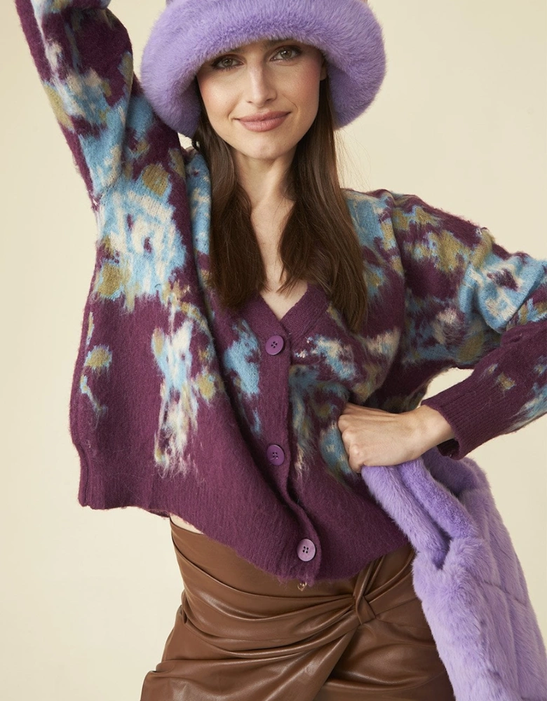 Purple Banana Peel Floral Cardigan