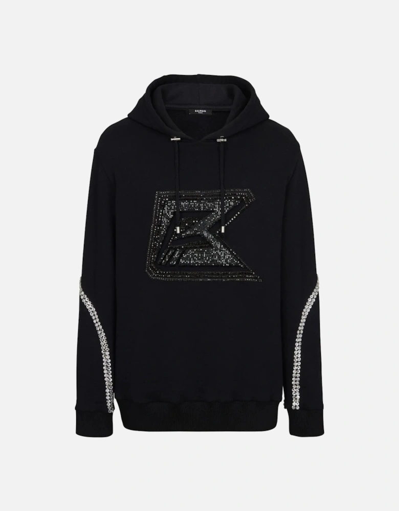 Crystal Embroidered Hoodie Black