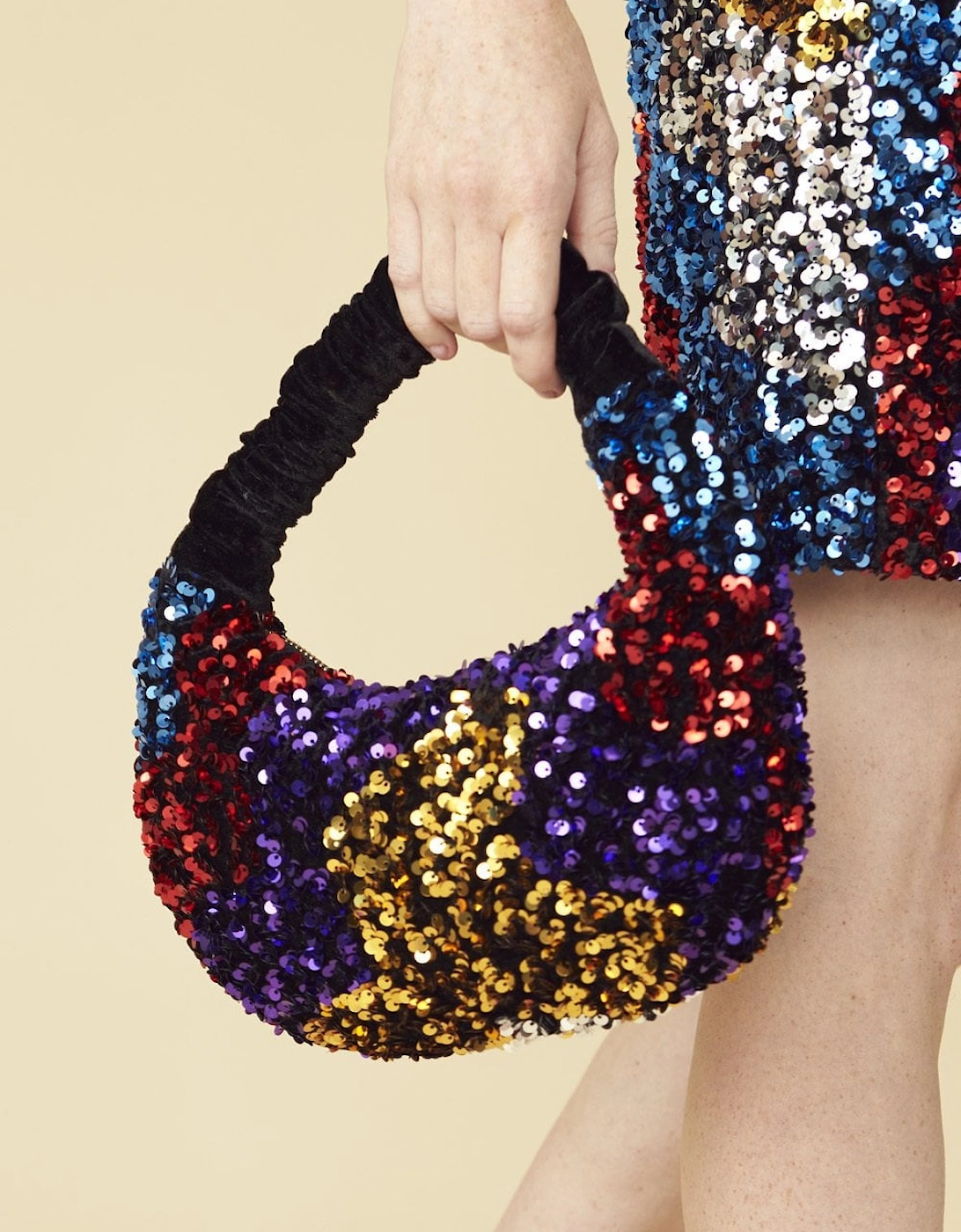 Black Sequin and Velvet Bag