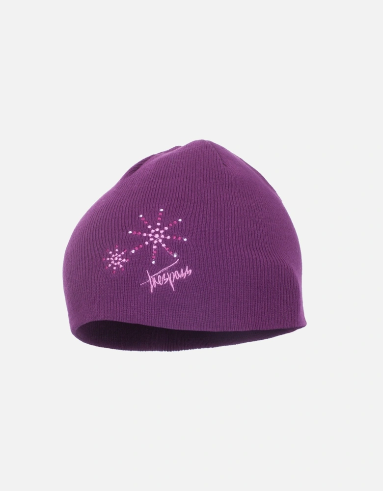 Childrens Girls Sparkle Knitted Beanie Hat