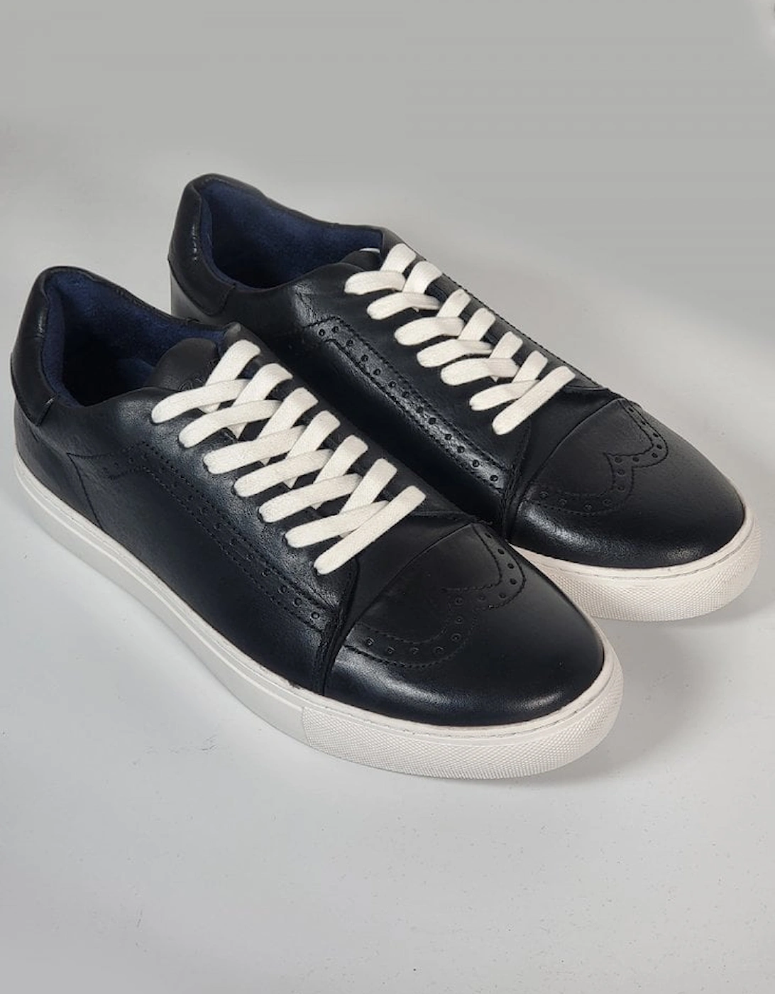 Boston Cupsole Leather Trainer Shoe Black