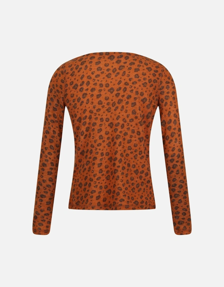 Womens/Ladies Frayda Leopard Print Cowl Neck Top