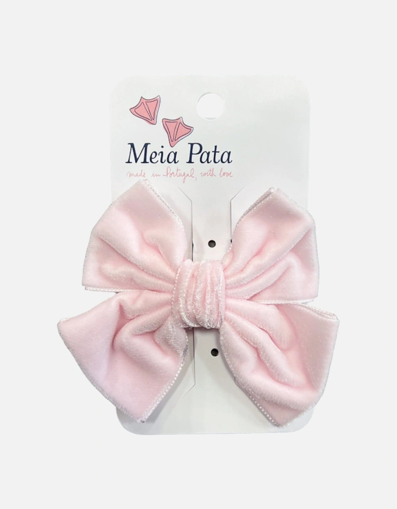 Pale Pink Velvet Bow Hair Clip