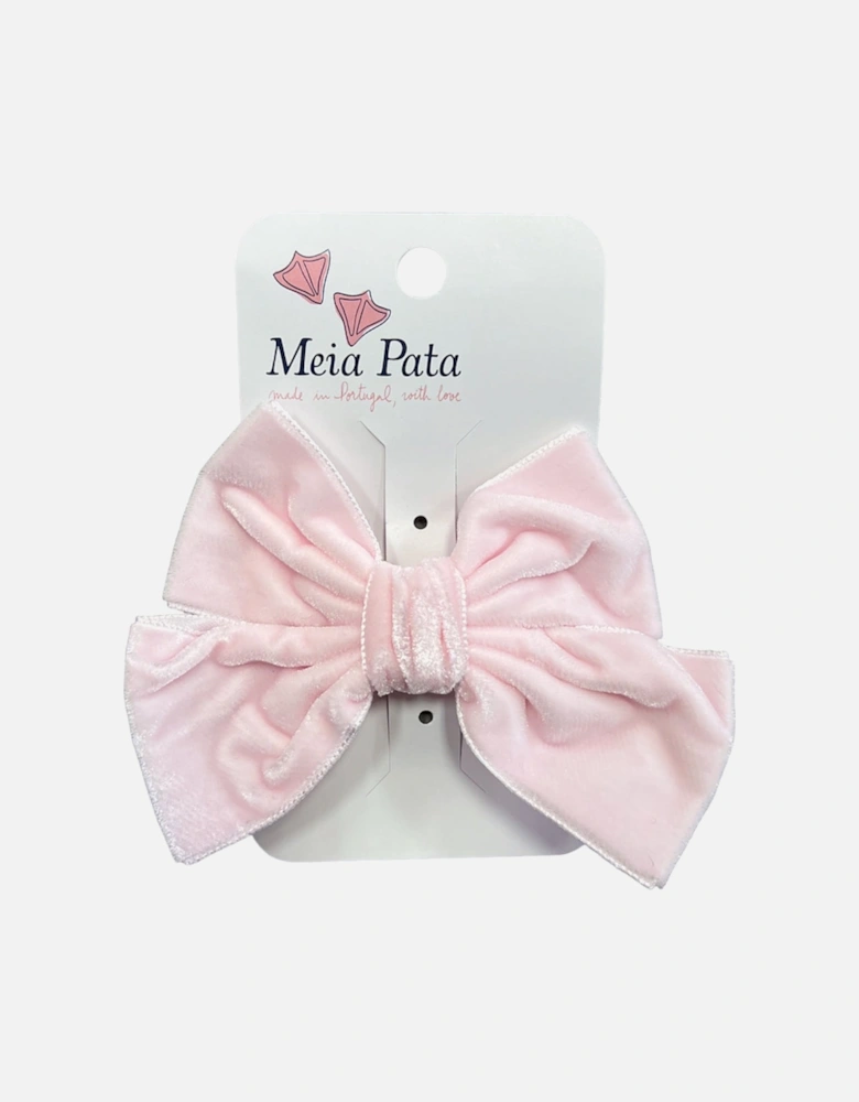 Pale Pink Velvet Bow Hair Clip