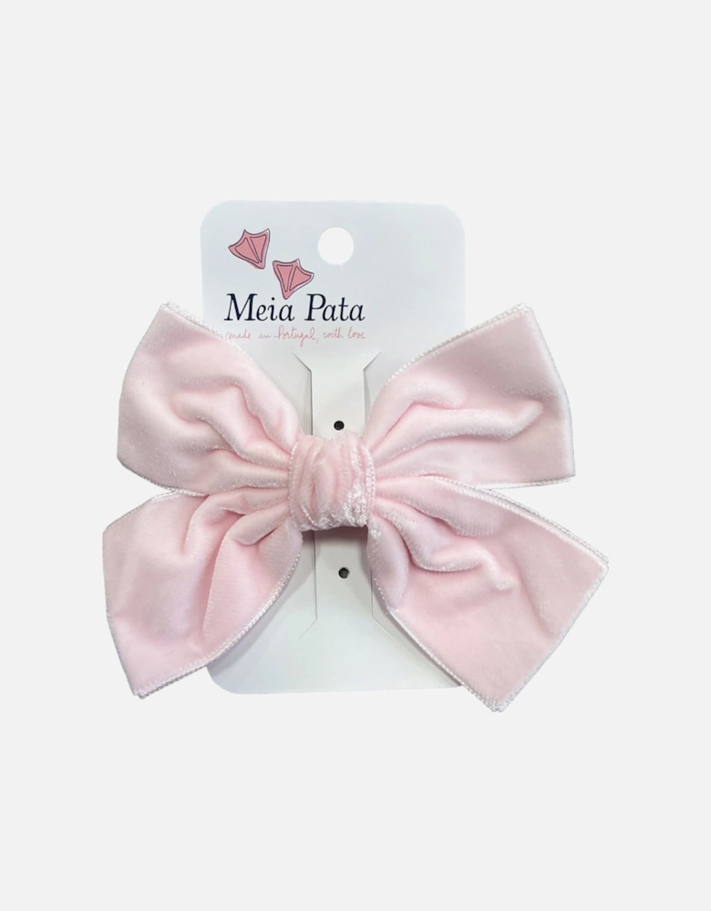 Pale Pink Velvet Bow Hair Clip